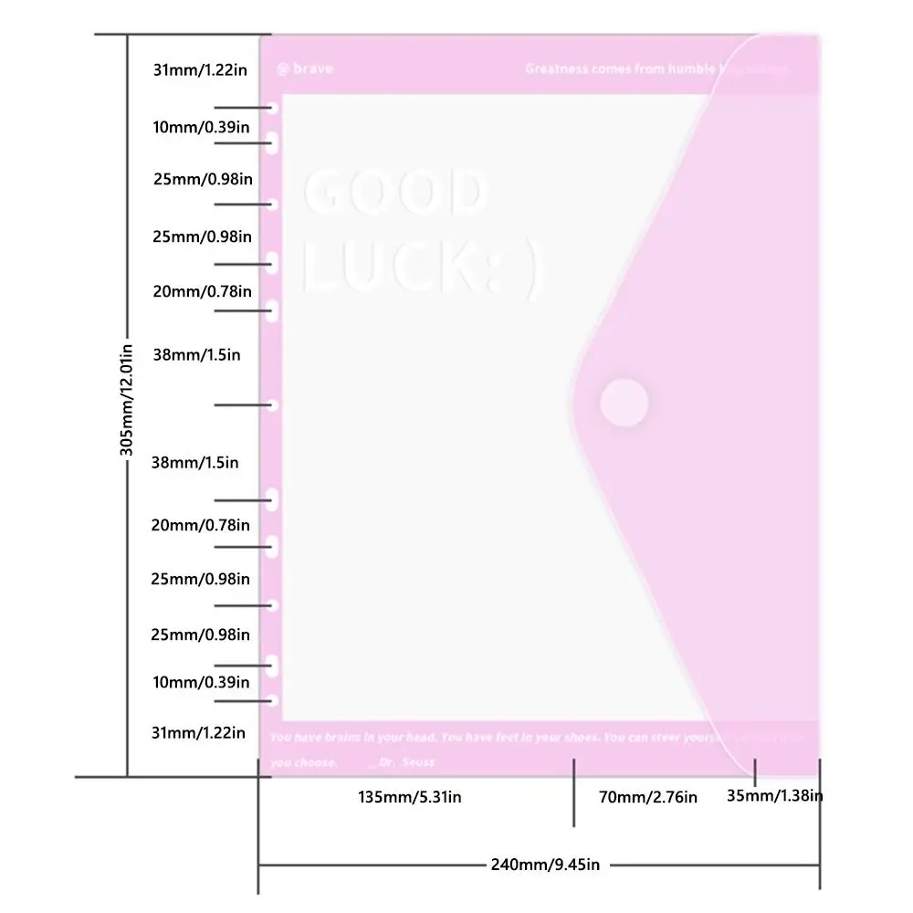 Simple Loose Leaf A4 File Folder Transparent Students Stationery Exam Paper Storage Bag 11-Hole Office Storage Booklet Students