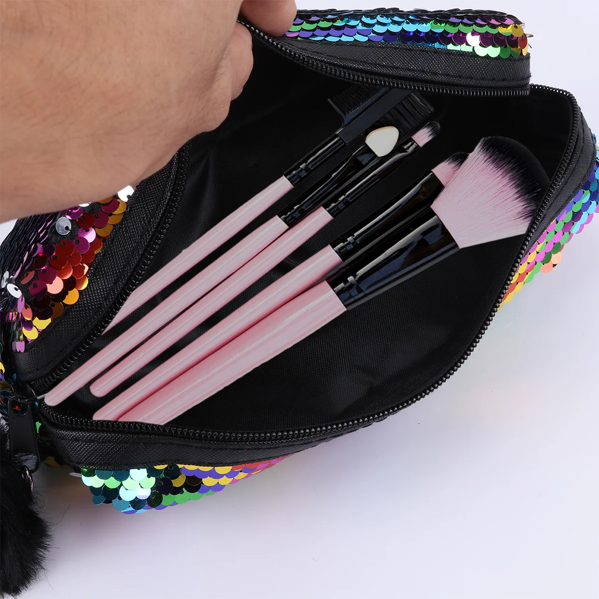 

Sequin Pencil Case Makeup Multifunction Bags Pouch Mermaid Stationery Kids Wallet Wash Lady Polyester Sequined Women's