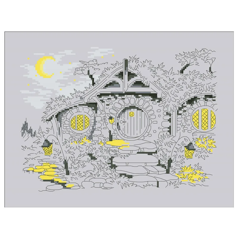 Moonlight Magic House cross embroidery kit pattern design 18ct 14ct silver canvas Cross-stitch DIY needlework