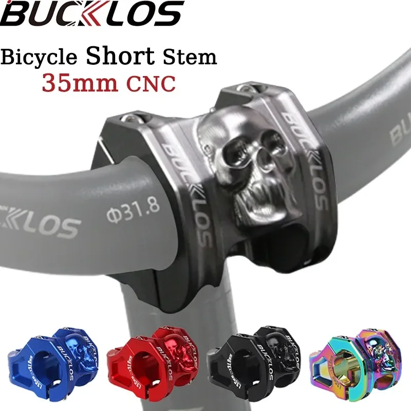 

BUCKLOS Mtb Power CNC Short 35mm Bike Stem Aluminum High-strength Power Bicycle Mtb Ultralight Durable Road Skull Bike Part