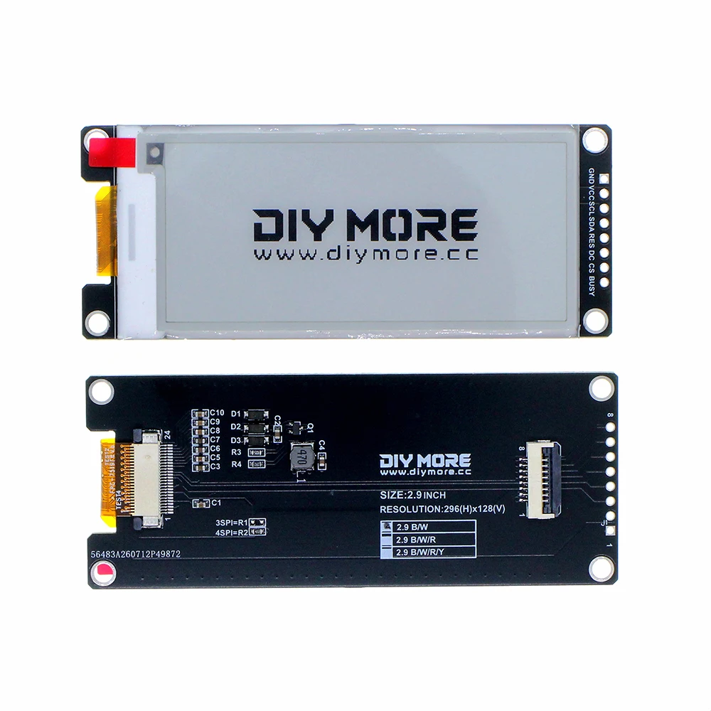 2,9 Zoll E-Paper-Displaymodul 296x128 SPI SSD1680Z E-Ink-Bildschirm Ultra-Niedriger Stromverbrauch DC 2,2–3,7V Farb-E-Ink-Display für DIY IoT – Detail 5