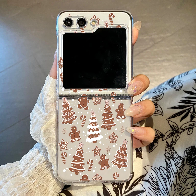 Weihnachtsbaum-Schneeflocken-Handyhülle für Samsung Galaxy Z Flip 8 7 FE 6 5 4 3 Harte Klare Klapphülle für Samsung Z Flip7 Flip8
