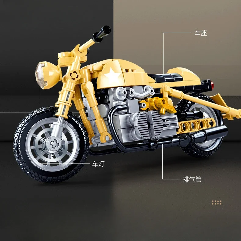 Sluban Motorcycle Motorcycle Assembly Model Children's Educational Toy Boy Birthday Gift Tabletop Decoration