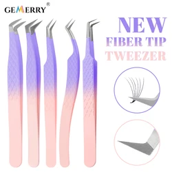 Gemerry Tweezers Purple Stainless Steel Eyelashes Tweezers