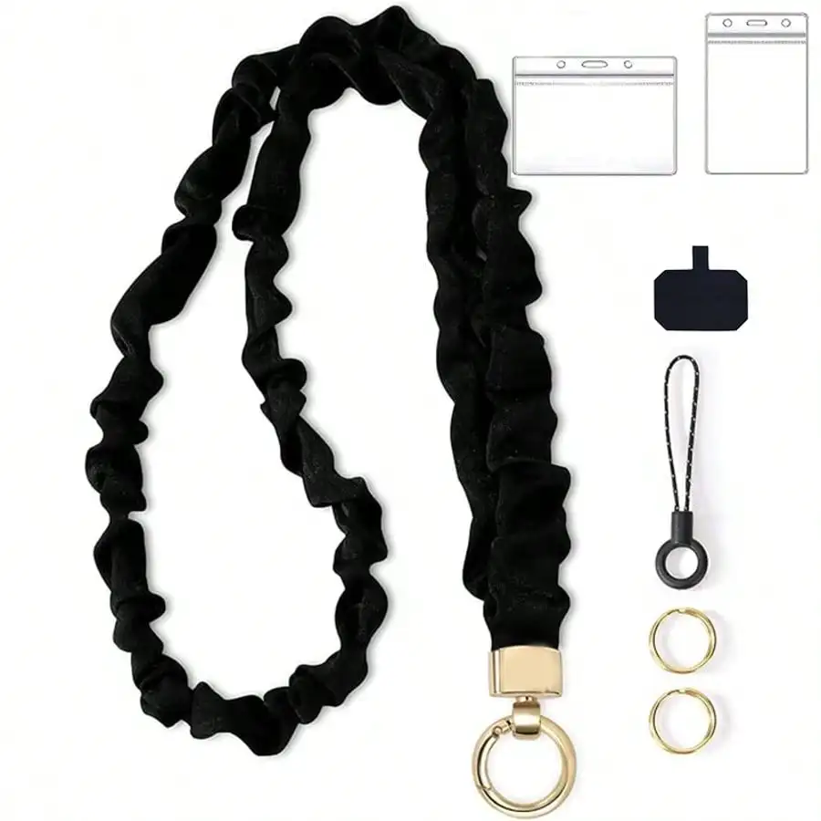 

Stretchy Scrunchie Lanyard For ID Badges – Cute Neck Lanyard For Keys | Retractable Keychain Holder For Women