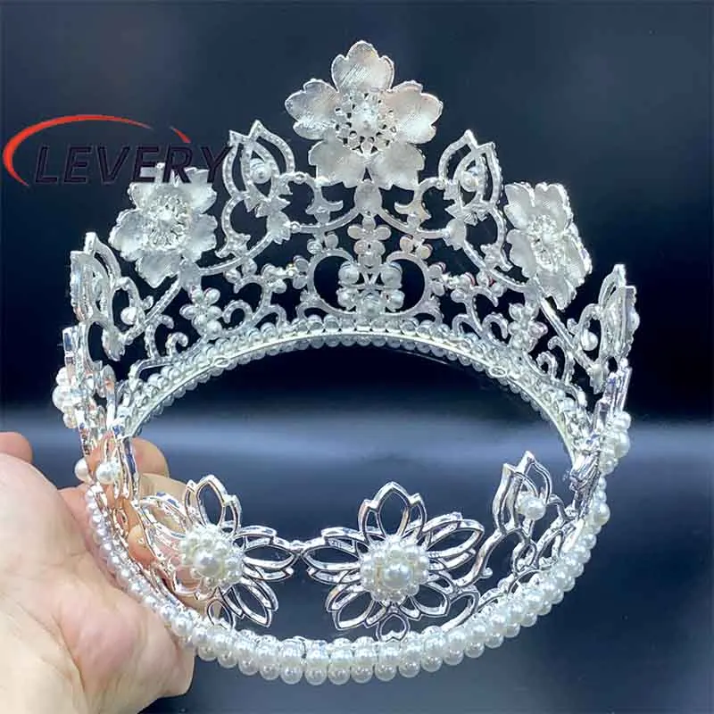 Levery Design 2022 Miss international Crown Rhinestone Bridal Tiaras  Round Crowns Wedding Hair Accessories for Pageant Fans