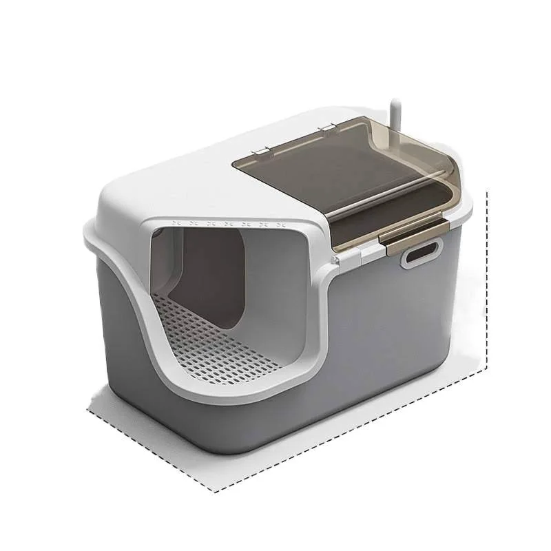 Vollständig geschlossene Katzentoilette mit hochklappbarem Deckel, Anti-Spritz-Funktion und Geruchskontrolle