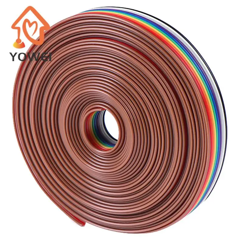 5meters/lot Ribbon Cable 10WAY Flat Color Rainbow Ribbon Cable Wire Rainbow Cable 10P Ribbon Cable 28AWG