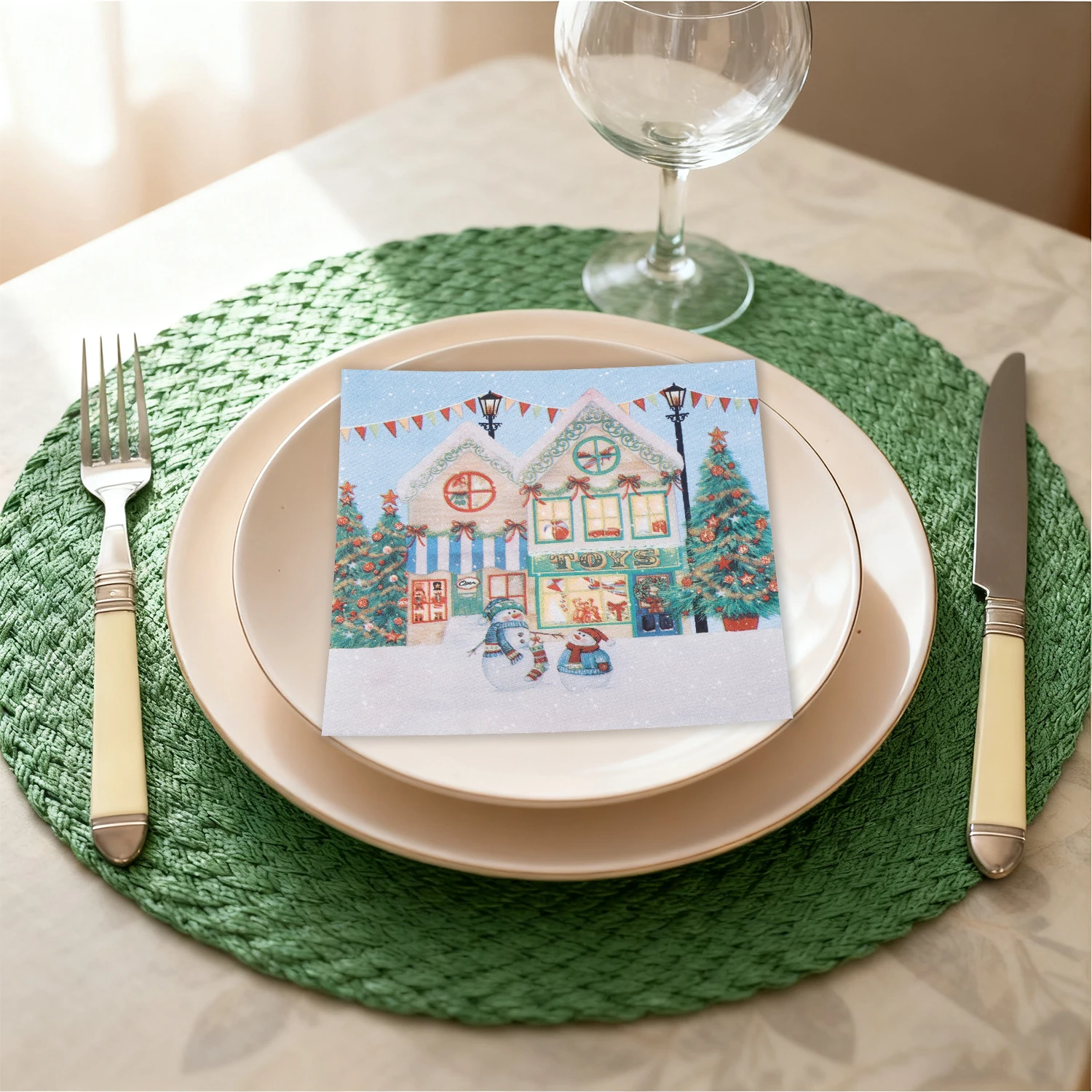 20 قطعة مناديل ورقية مطبوعة على شكل رجل ثلج لعيد الميلاد للاستعمال مرة واحدة - مادة لب الخشب النقي، 33 × 33 سم، مثالية كمناديل لمناسبات العطلات