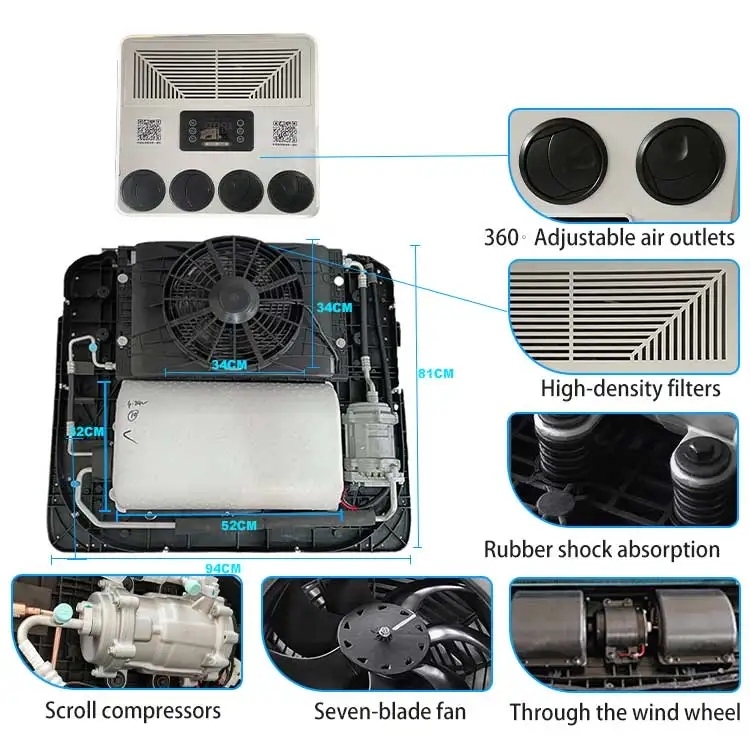 Rooftop Double Fan Auto Blowing Parking air Conditioners air Conditioning 12v for Van Truck Cabin view 5