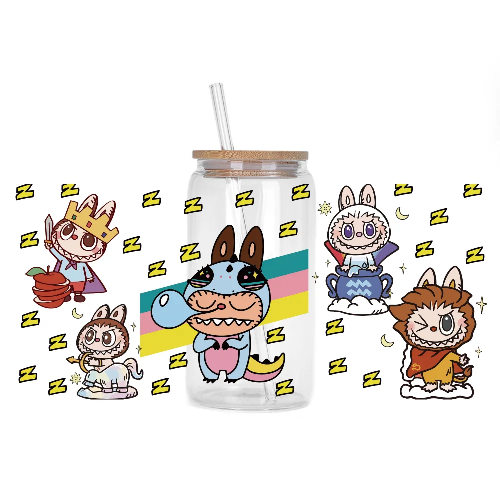 

Cartoon Series Easy peel waterproof DIY Decals 3D transfers uvdtf crystal stickers 16oz uv dtf cup wraps for Libbey Glasses