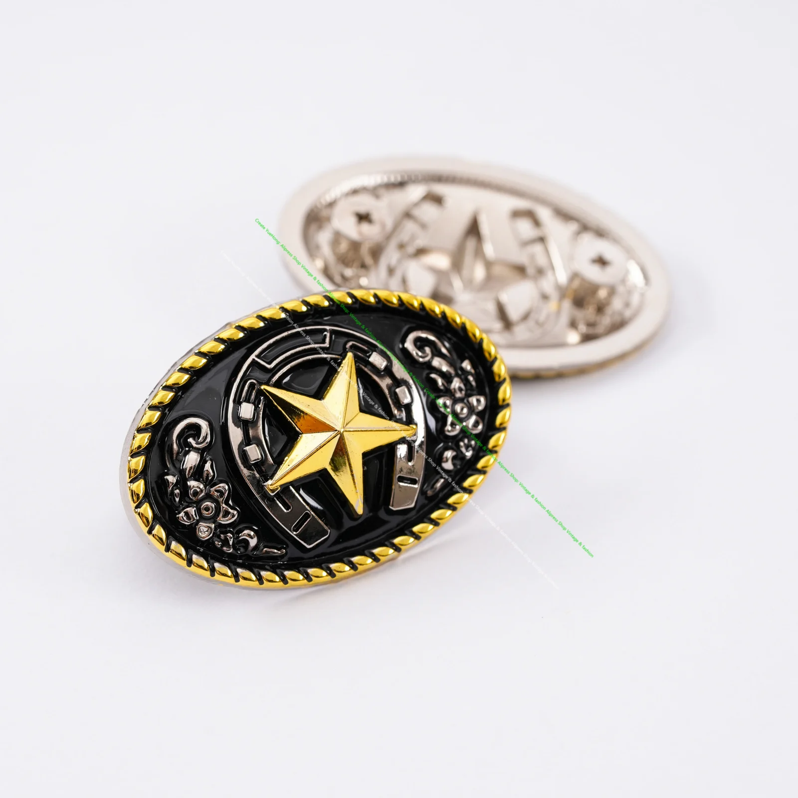 5 pz 45*30mm Western Texas oro argento COWBOY COWGIRL ferri di cavallo Ranger Star selle briglia Decor CONCHOS
