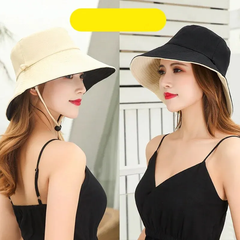 Fisherman Hat Women\'s Summer Face Cover, Sunscreen, Large Brim Sunshade Hat, Internet Celebrity Double-Sided And Versatile