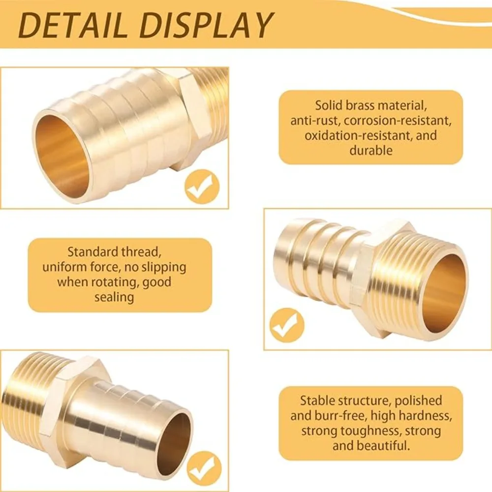 Brass Hose Fitting 6/8/10/12/14/16/19/25mm Barb Tail 1/8