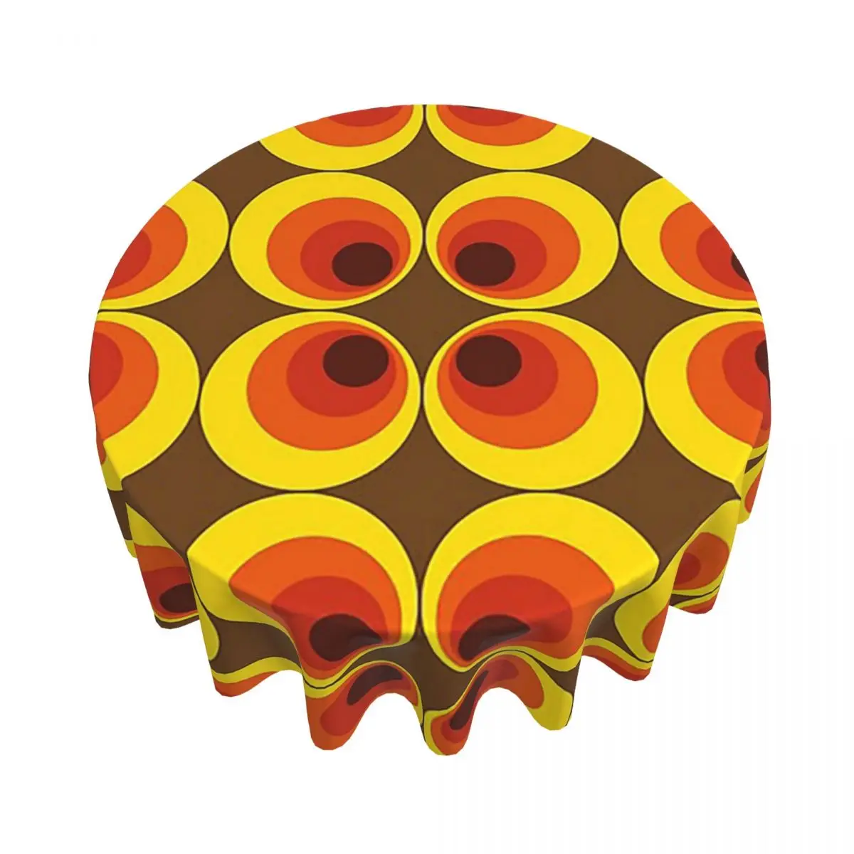 70s, 80s Funky Vintage Circle Waterproof Round Tablecloth Oilproof Table Cloth for Kitchen Events Dining Table Cover 60 inches