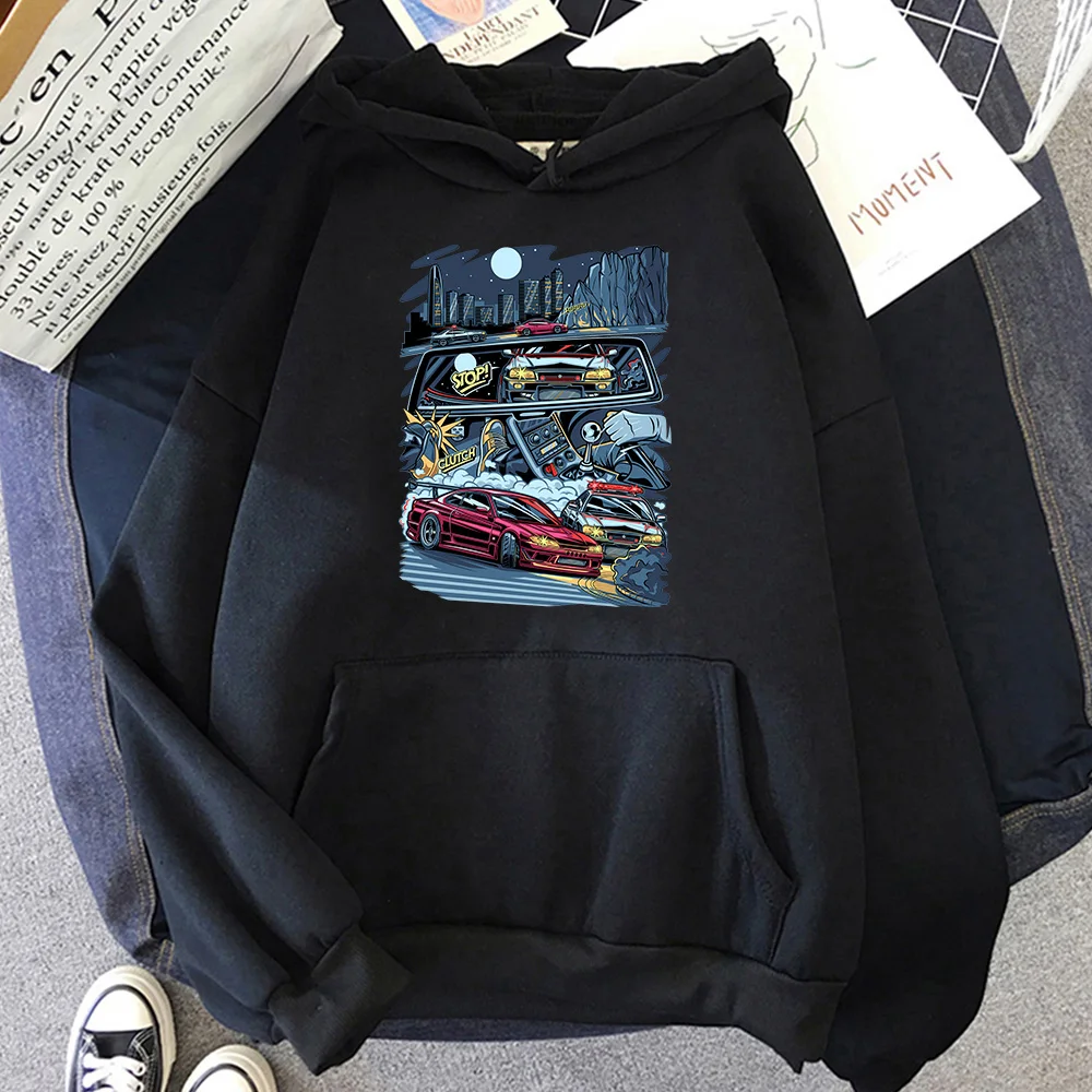 Car Printing Anime Hoodie Casual Streetwear Men Tracksuit Autumn Winter Long Sleeve Sweatshirt Fleece Male/female Clothing