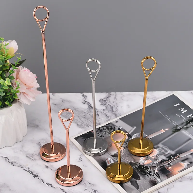 Stainless Steel Restaurant Menu Name Card Sign Holder Stand Wedding Photo Picture Paper Clip Table Number Place Card Holder