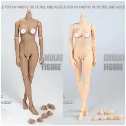 Super Flexível Feminino Figura de Ação Bonecas, Seios Grandes Médio, Corpo Semi-Silicone Fit, 1:6 Cabeça Esculpir, 12