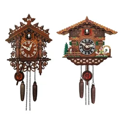 Large Handcrafted Wood Cuckoo Clock Every Hour Traditional Black Antique Chalet European Style Retro Mechanical House Pendulum