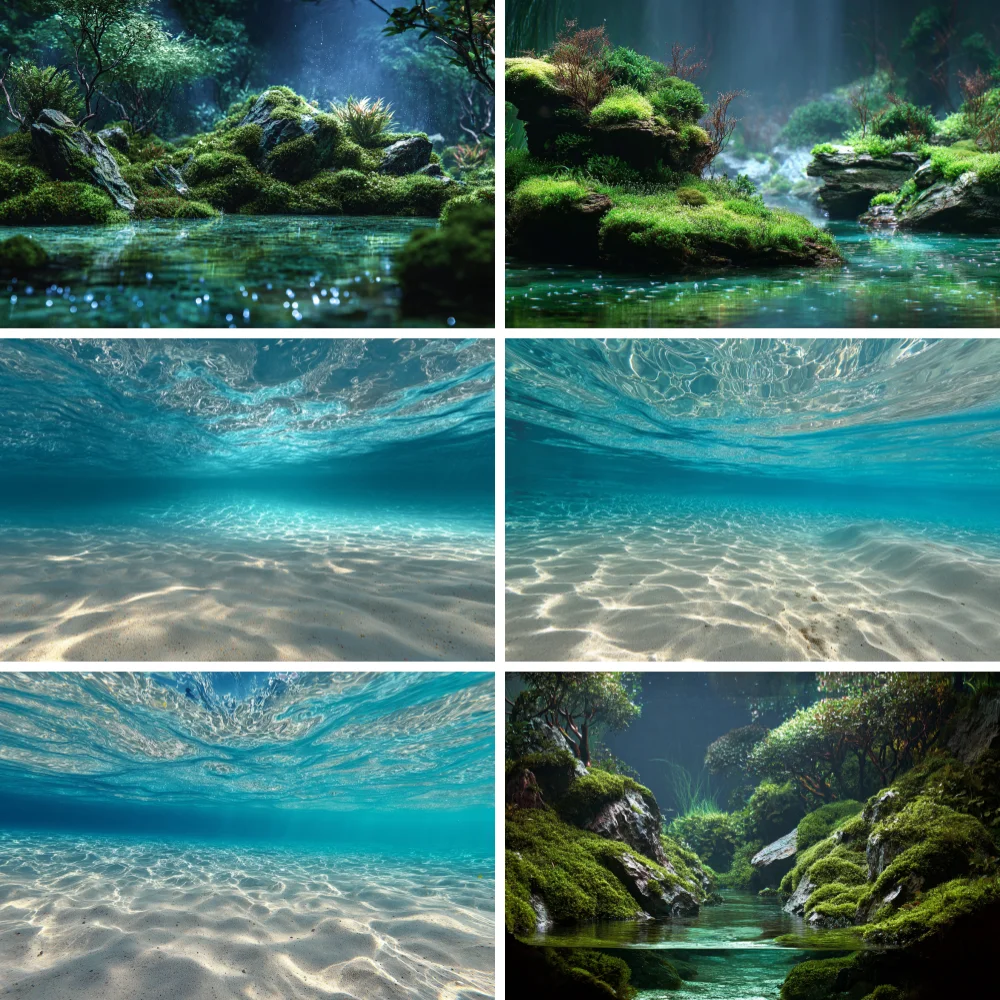 Underwater World Seabed Theme Ocean Undersea Sunlight Deep Blue Water Sun Ray Baby Portrait Photography Background Photo Studio