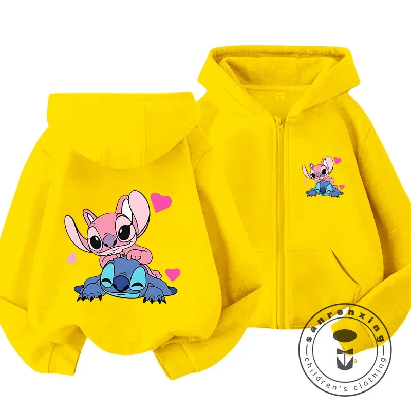 Disney Stitch Kawaii Printed Children\'s Clothing 3 14 Years Old Boys and Girls Clothing Street Casual Sports Warm Soft Hoodie