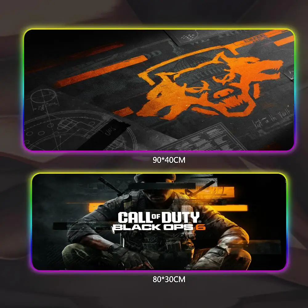 

C-Call Of Duty Black Ops 6 Gaming Mouse Pad Gamer Luminescence Led Mouse Pad Gaming Table Rgb Deskmat Keyboard Pc Mousepad