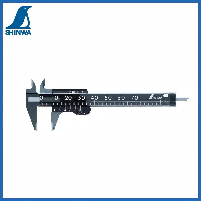 SHINWA Penguin Vernier Caliper 1Pc (19514/19515) - Plastic Body, Mini Pocket Size, Lightweight, 70-100mm Measuring Range