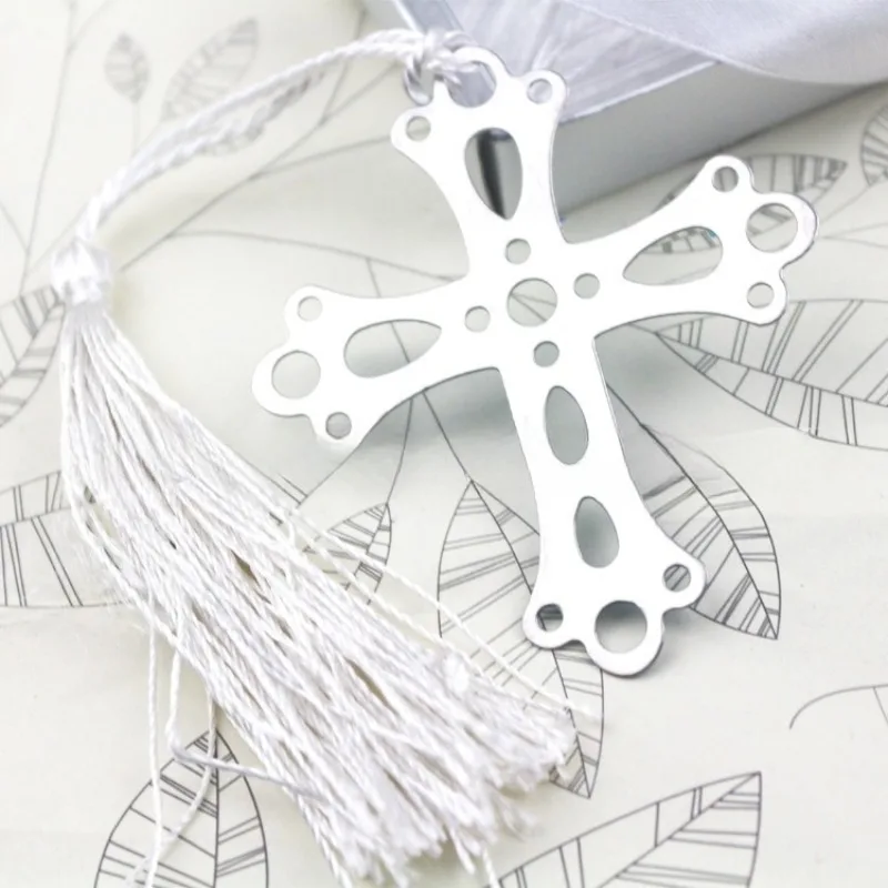 10 PCs Communion Cross-shaped bookmark souvenir for children's communion and girl's communion guestsmetal bookmark