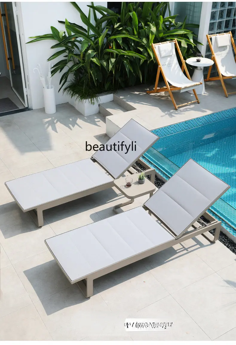 yj Sun Lounger Waterproof Sunscreen Lotion Days Outdoor Leisure Pool Recliner Beach Lying Bed