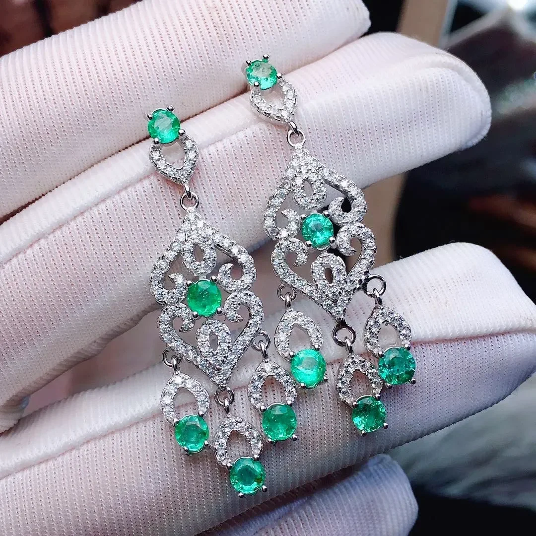 

Free shipping luxury Women's earrings Emerald wedding luxury women's earrings Christmas Silver 925 Jewelry Women's Gems