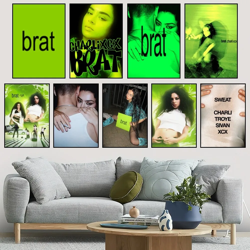 Singer Charli XCX BRAT P Poster Home Bar Coffee House Decor Aesthetic Art Wall Painting Stickers Indoor