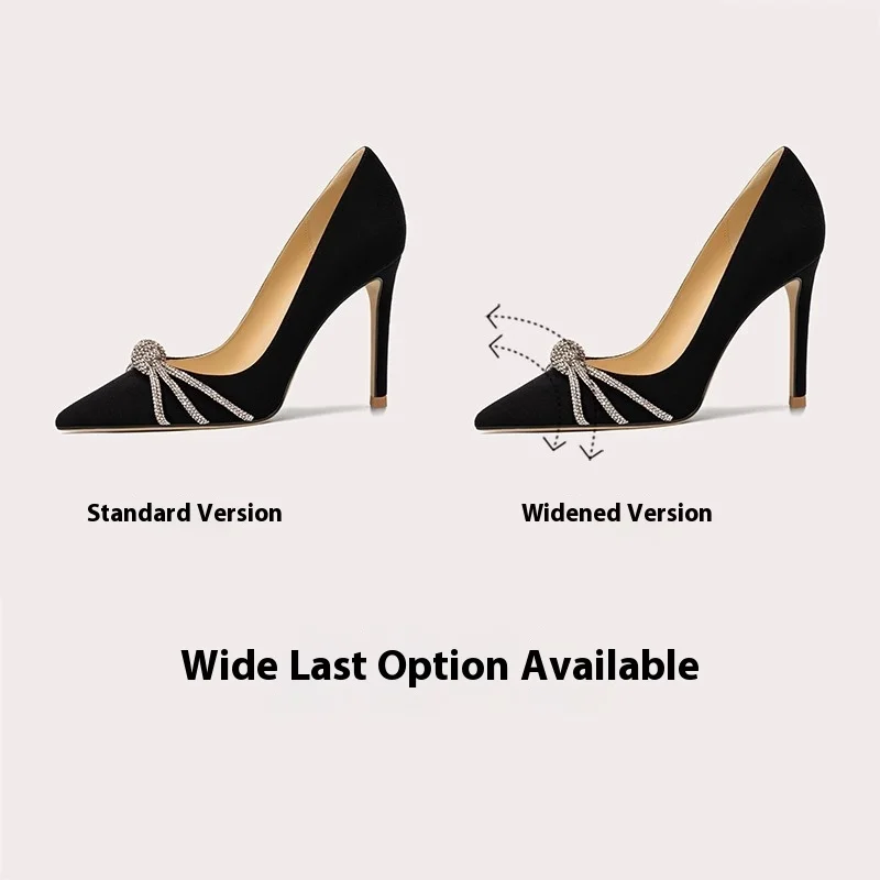 كعب ستيليتو مسطح خريف جديد من جلد الغزال الضحل ترتر حجر الراين فراشة مأدبة كبيرة الحجم صغيرة الحجم اتسعت أحذية نسائية #5