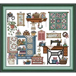 Joy Sunday Pre-printed Cross Stitch Kit Easy Pattern Aida Stamped Fabric Embroidery Set-Love Sewing 2