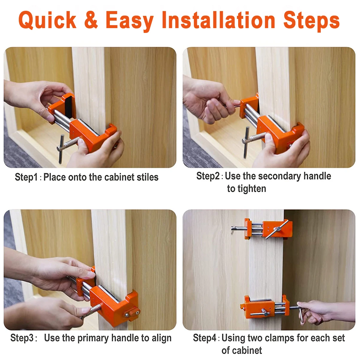 Clamps Cabinet InstallationClamps Cabinet Tools Set 2Pc Cabinetry Clamps Cabinet Claw Metal Face Frame Clamp Rust-Proof Cabinet