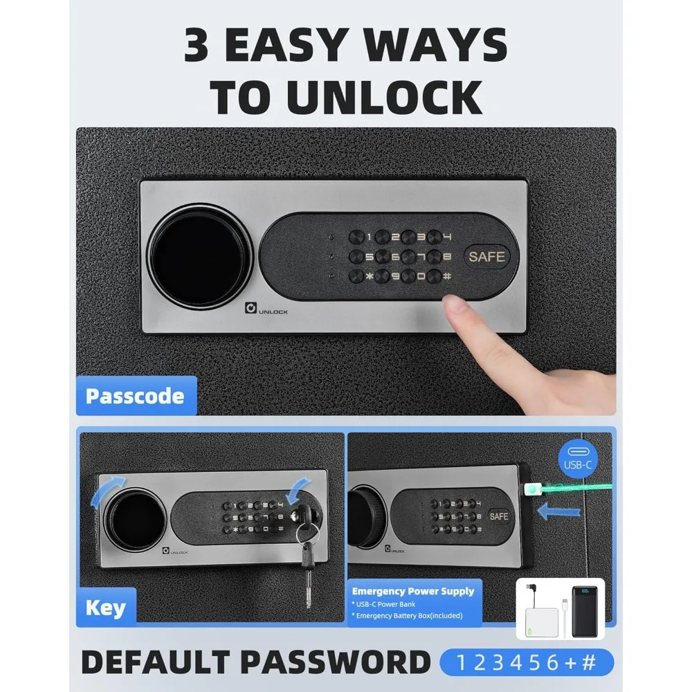 

Safe Box, 3.0 Cubic Feet Home Safes with Fireproof Waterproof Bag, Security Safe for Money Cash Documents