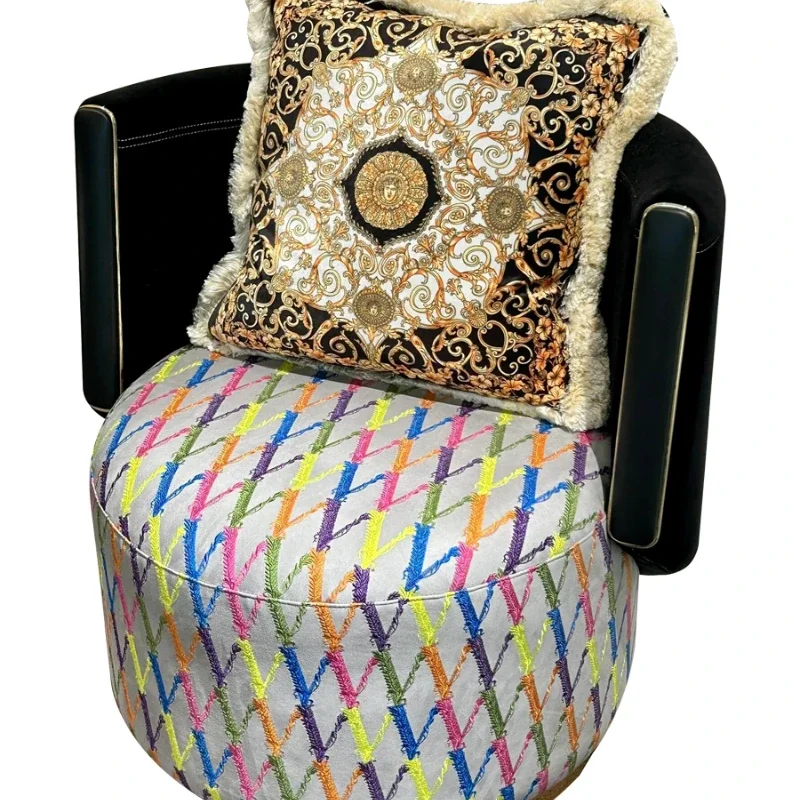 Designer sofa chair embroidery fabric single simple casual rotating chair