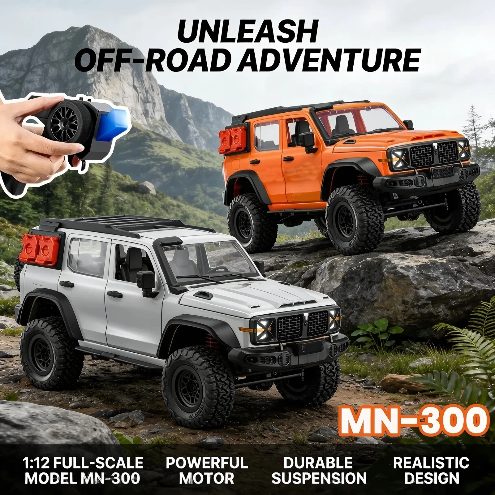1/12 Scale MN300 RC Crawler 4WD RC Car Off-Road Car Pick Up Truck All-terrain Model Car Full Scale Rock Climbing for Boys Adult