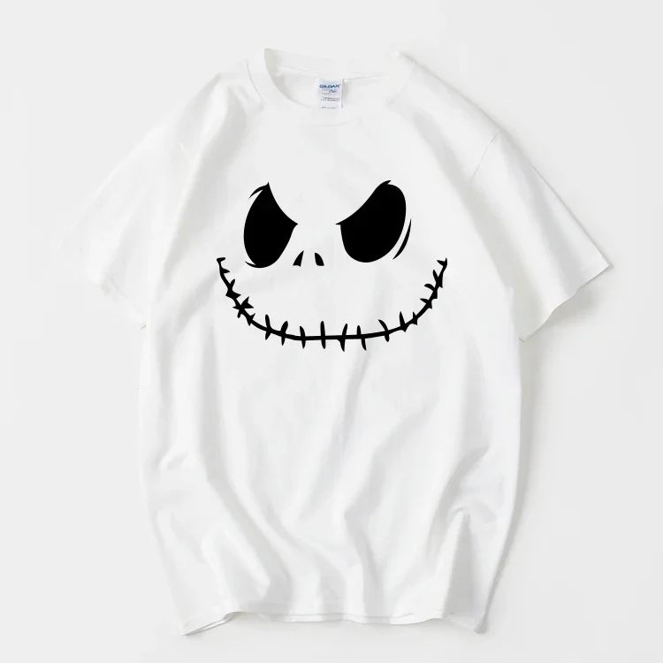 Christmas Eve Horror Jack Halloween Skull T-shirt Short Sleeve Loose Cotton Crew Neck Summer Men Women Hip Hop Street Tees Tops