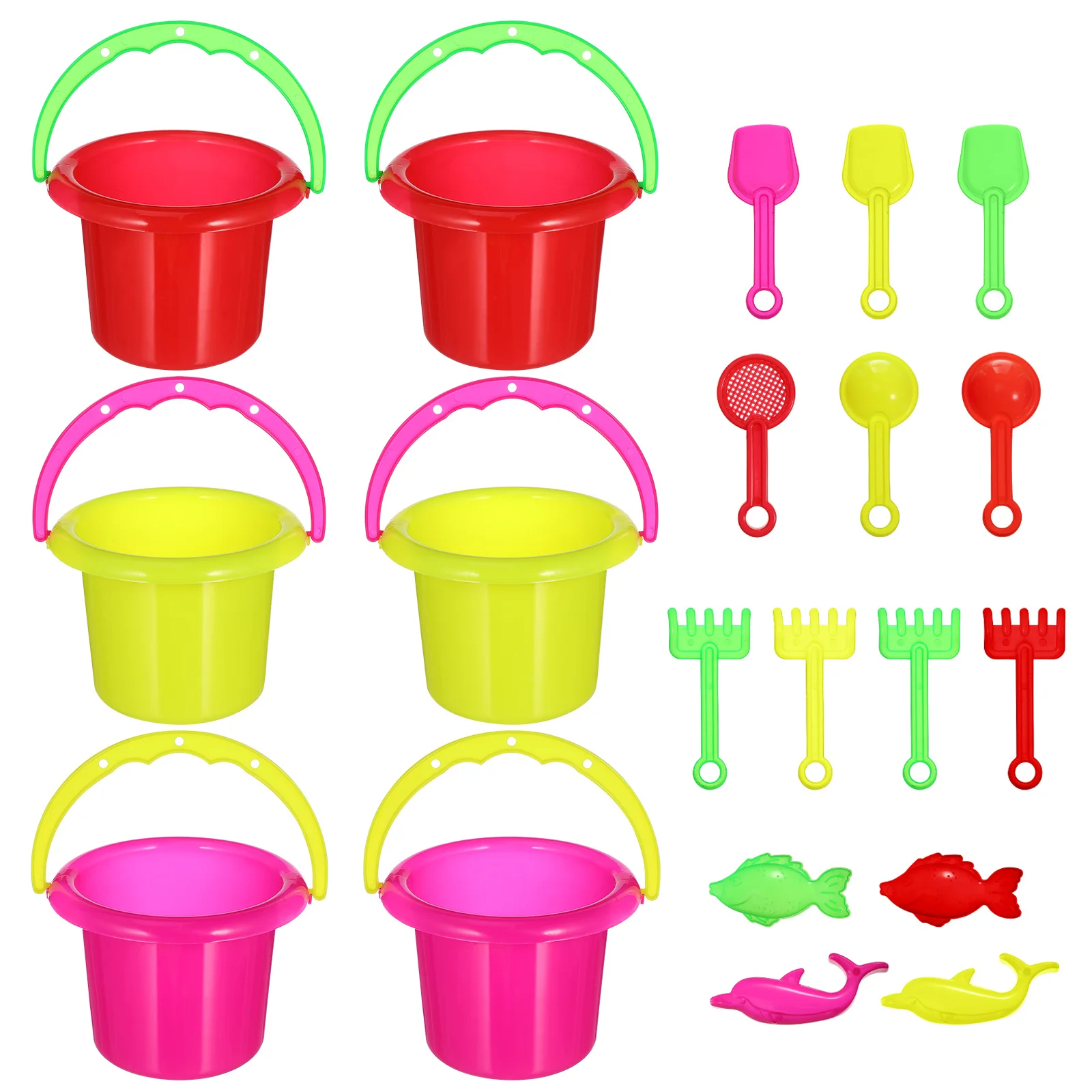 24 قطعة شاطئ صغير للأطفال للعب في الهواء الطلق صغير وخفيف الوزن ممتع لدلو الشاطئ للأطفال دلو رمل للأطفال