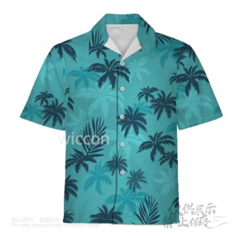 게임 여름 패션 휴가 컬러 인쇄 옷깃 짧은 소매 얇은 하와이 꽃 셔츠 바지 남성 여성 할로윈 카니발