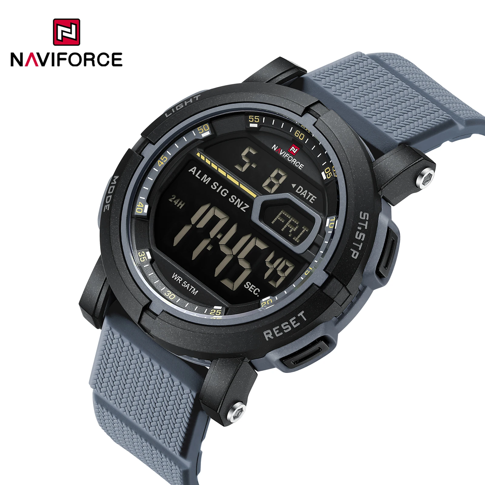 Naviforce 7139 Fashion Watch Water Resistant Personality Wristwatches Luxury Silicone Strap Multifunctional Electronic Clock