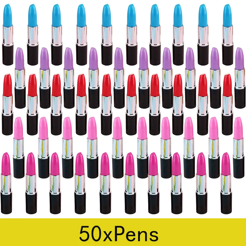 

50pcs Sign Lipstick Ball-point Pens Beautiful Ballpoint Pens for School Office Supplies