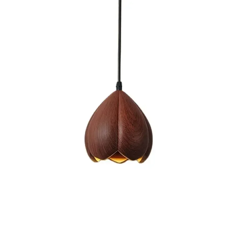 Walnut Wood Pendant Lights Kitchen Island Nordic Modern Bedside Ceiling Hanging Lamp Home Decor Suspension Chandelier