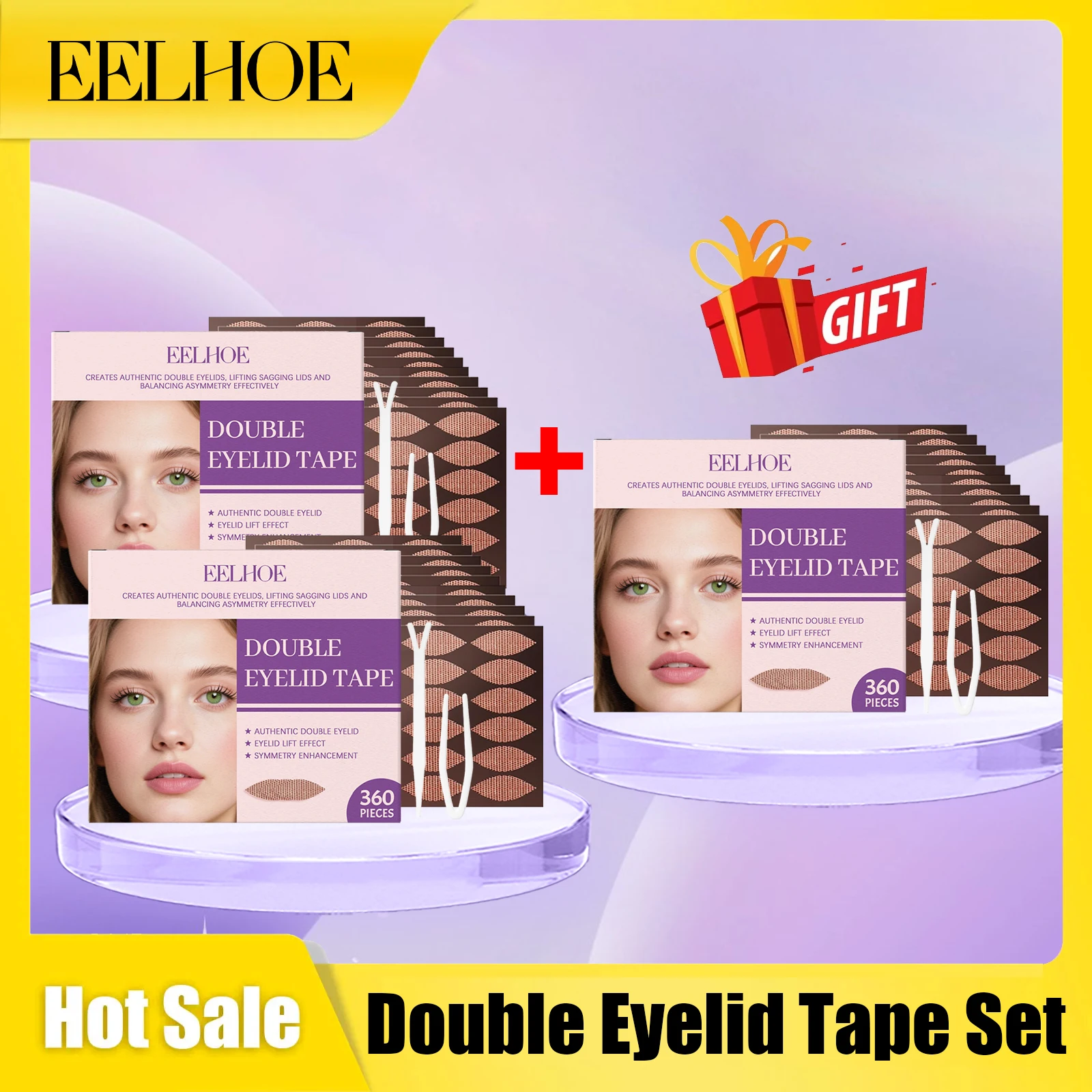 

Eelhoe Double Eyelid Tape Set Clear Beige Self-Adhesive Invisible Fold Ladies Traceless Makeup Tool Double Eyelid Patch 360PCS