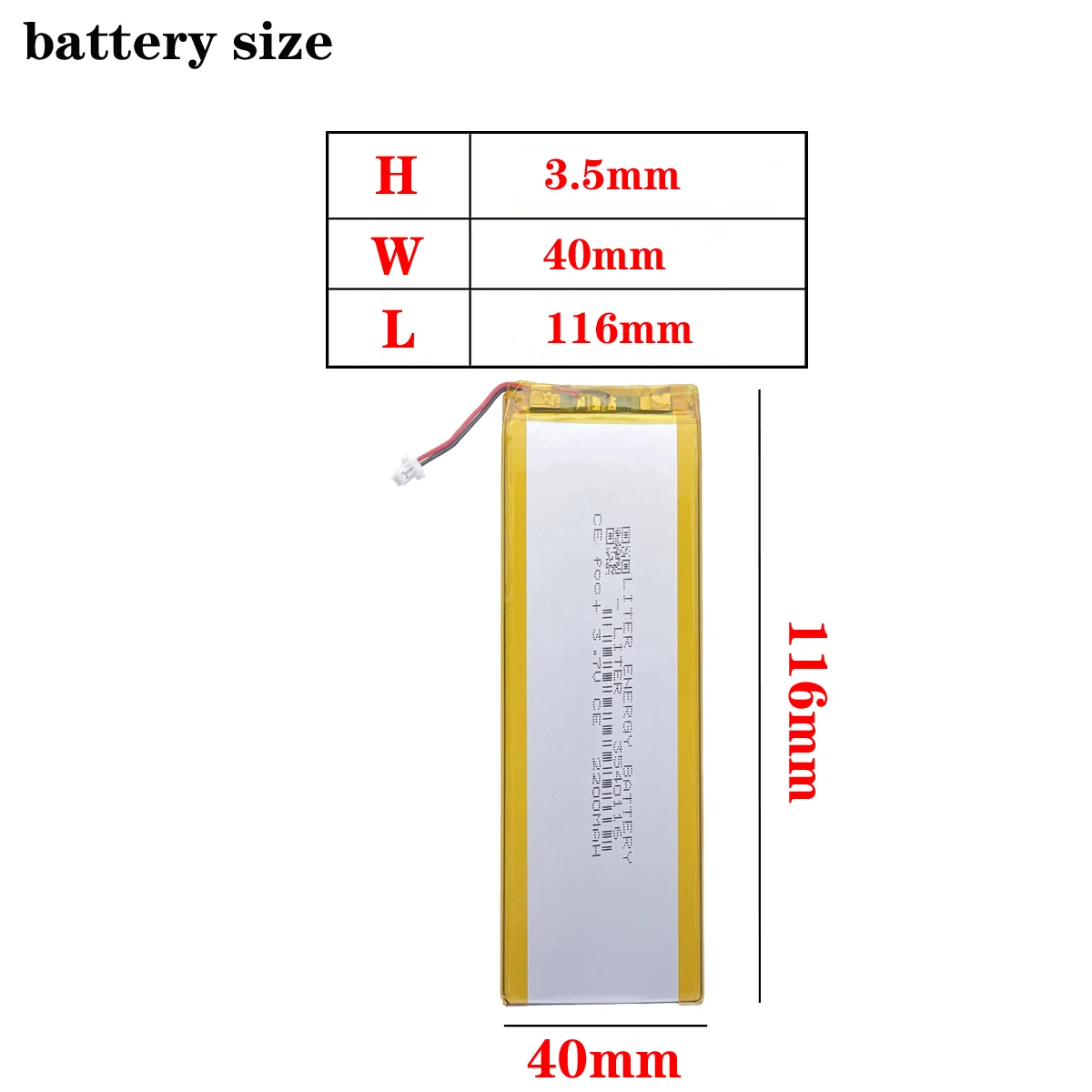 Litrowy akumulator energetyczny 3.7V 2200mah 3540116 litowo-polimerowa LiPo akumulator do specjalnej baterii klawiatury Bluetooth