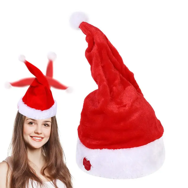 Dancing Christmas Hat Electric Swing Moving Santa Hat Plush Funny Party Hat Red And White Santa Hat For Children And Adults