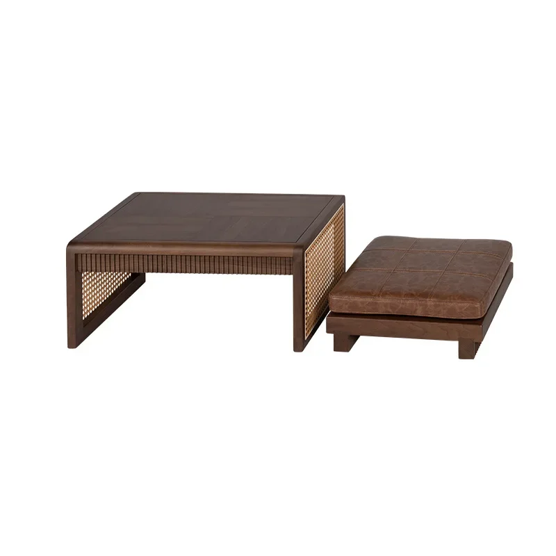 Solid wood bay window small tatami coffee table balcony  black walnut kang few sitting low table