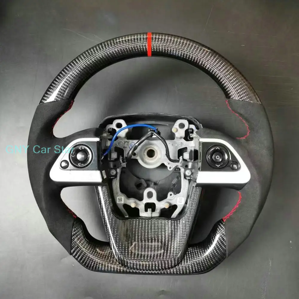 

100% настоящее углеродное волокно, автомобильный кожаный руль для Toyota Prius