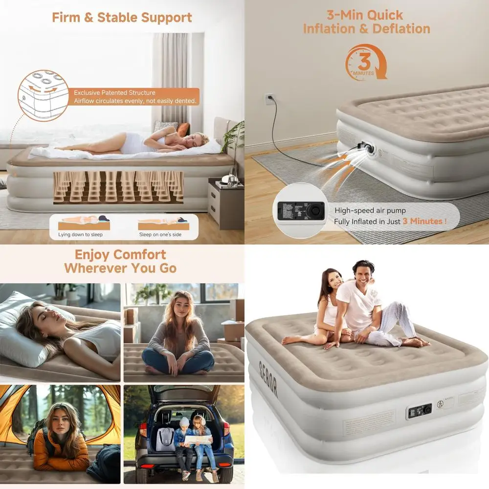 

Air Mattress Full with Built-in Pump 18", Comfortable Self-Inflating Air Mattress with High-Speed Pump, Durable Blow Up Mattress