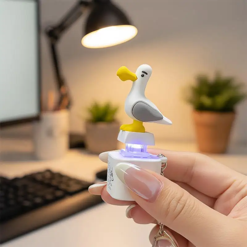 Seagull Mine Keychain – USB Clicky Keyboard Fidget Button with LED Light & Sound Effects